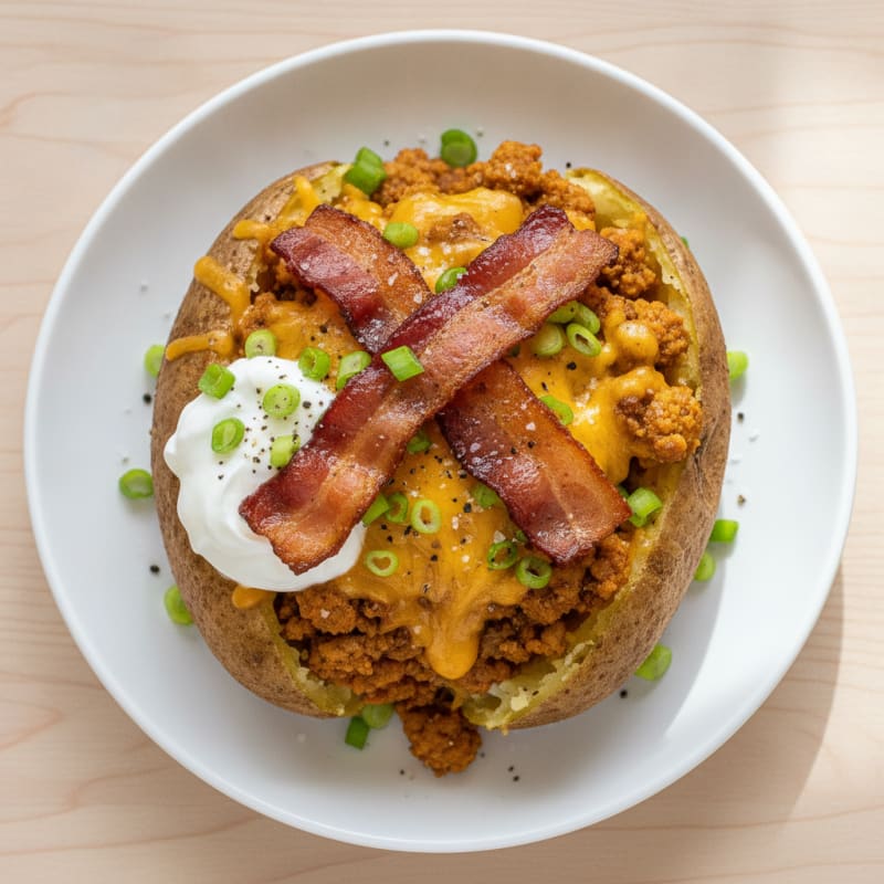 Loaded Russet Potato with Cheddar and Bacon