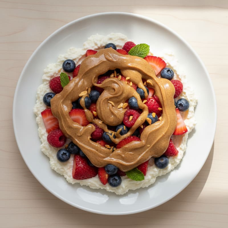 Greek Yogurt Protein Parfait with Mixed Berries and Almond Butter