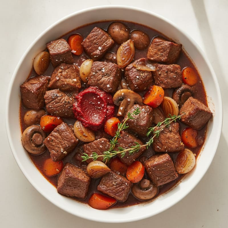 Hearty Beef Bourguignon with Mushrooms