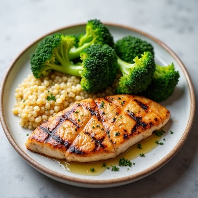 Grilled Chicken Breast with Quinoa and Steamed Broccoli