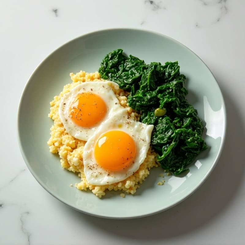 Cottage Cheese and Egg White Scramble with Sautéed Spinach