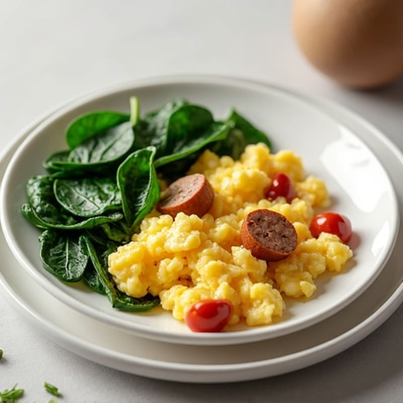 Egg White and Turkey Sausage Scramble with Spinach