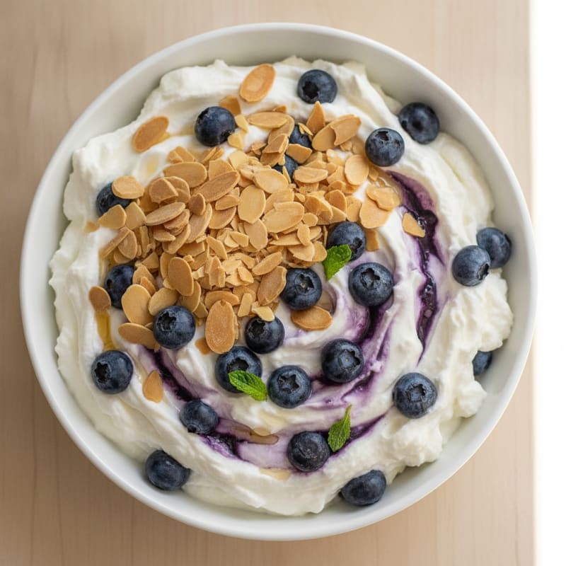 Creamy Greek Yogurt Protein Bowl with Berries and Almond Slivers