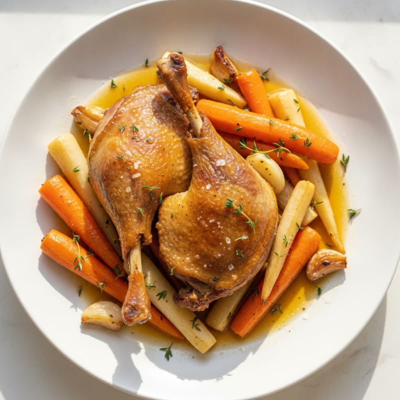 Duck Confit with Roasted Root Vegetables