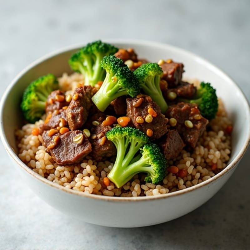 Garlic Ginger Beef and Broccoli Rice Bowl