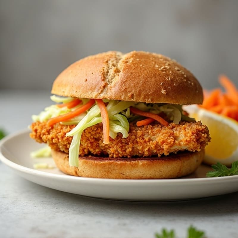Crispy Baked Chicken Sandwich with Fresh Slaw