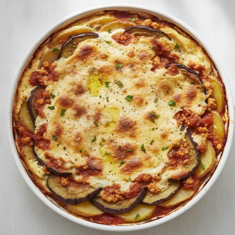 Chicken Moussaka with Eggplant and Potato
