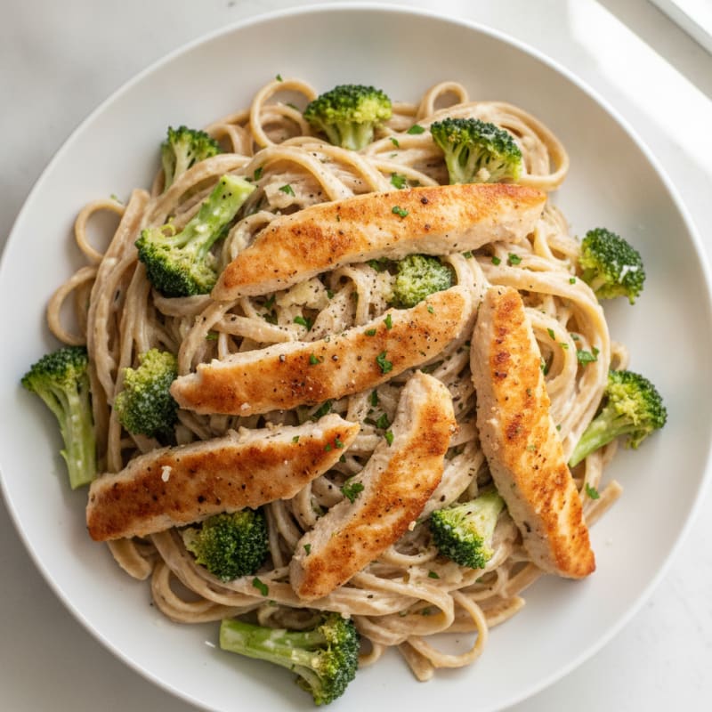 Creamy Garlic Chicken Alfredo with Broccoli