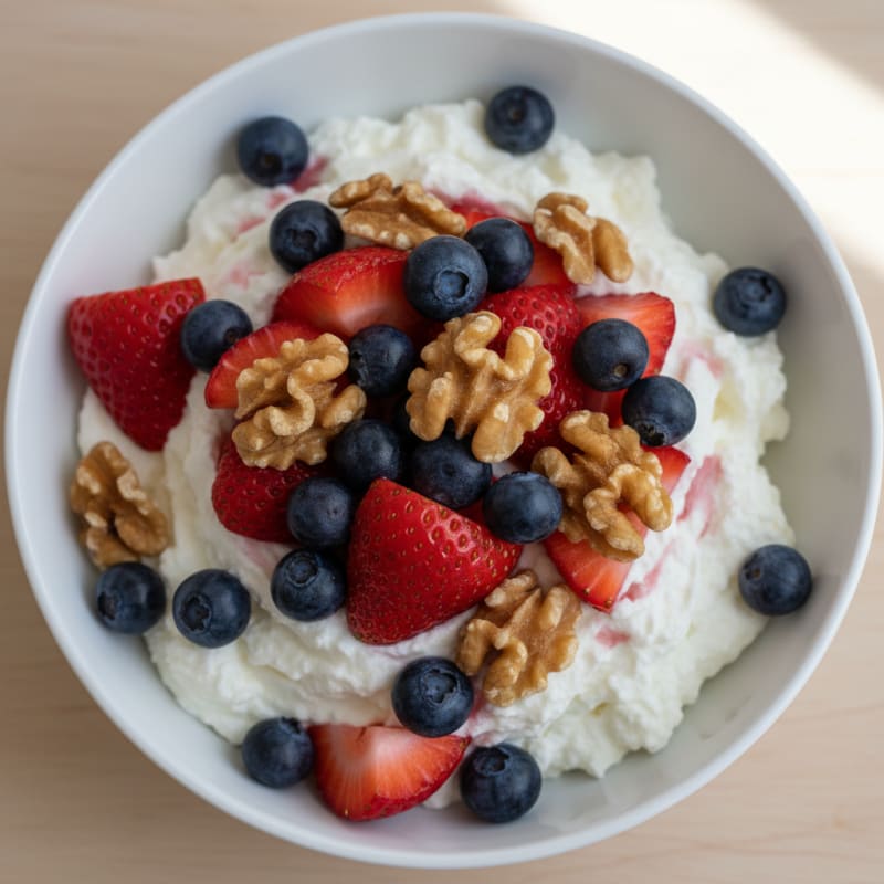 Creamy Greek Yogurt with Protein Powder and Fresh Berries