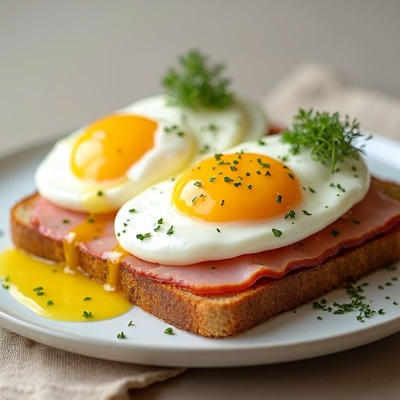 Healthy Poached Eggs with Whole Wheat Toast, Lean Ham, and Creamy Lemon-Herb Sauce