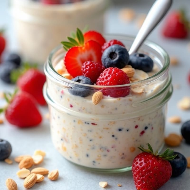 Creamy Overnight Oats with Fresh Berries and Crunchy Almonds