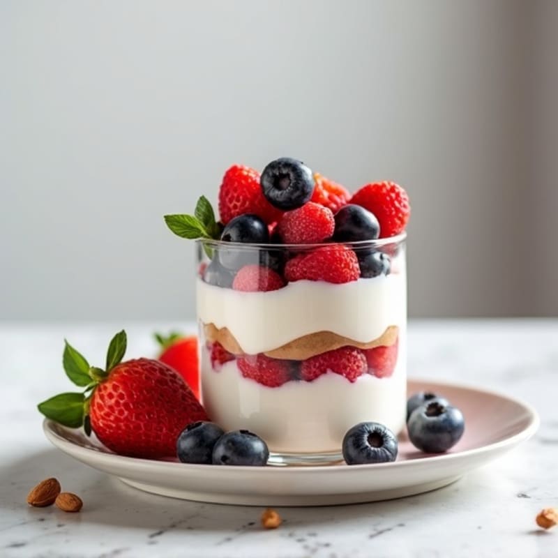 Greek Yogurt Protein Parfait with Mixed Berries and Almond Butter