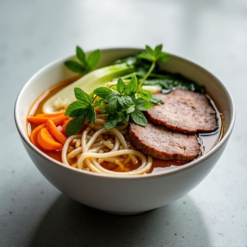Aromatic Lean Beef Noodle Soup with Fresh Herbs