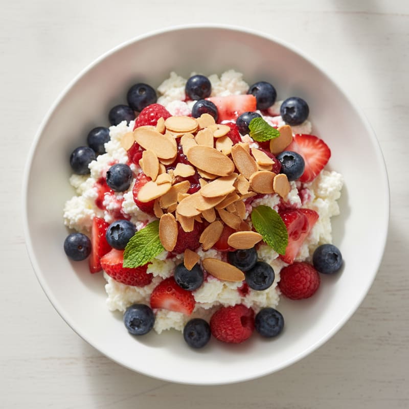 Cottage Cheese Berry Parfait with Toasted Almonds