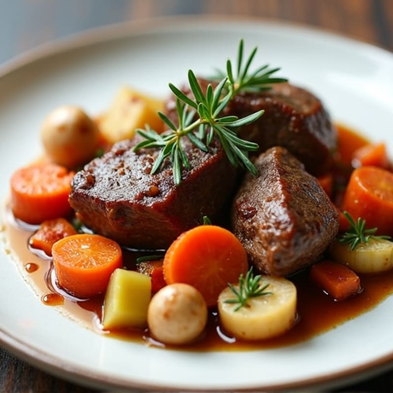 Garlic-Rosemary Braised Beef Chuck with Root Vegetables