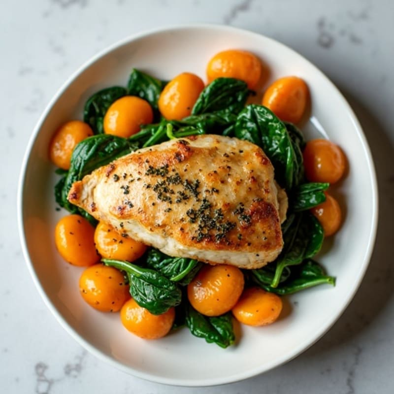 Sweet Potato Gnocchi with Herbed Chicken and Garlicky Greens