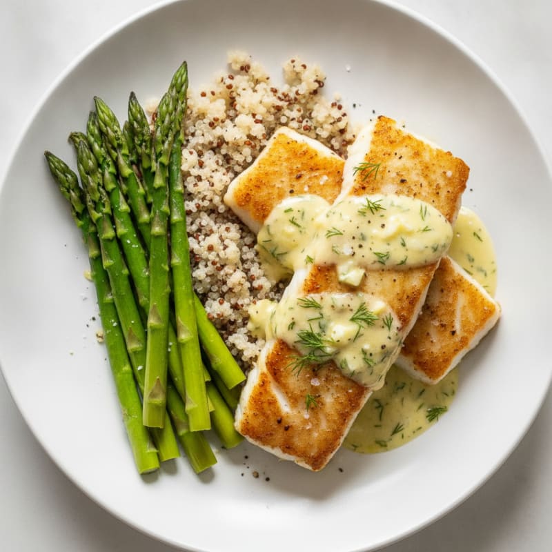 Pan-Seared Alaskan Cod with Lemon-Dill Sauce
