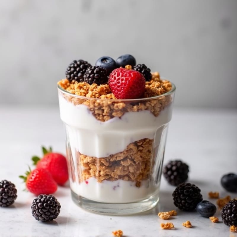 Creamy Greek Yogurt Parfait with Almond Butter and Mixed Berries