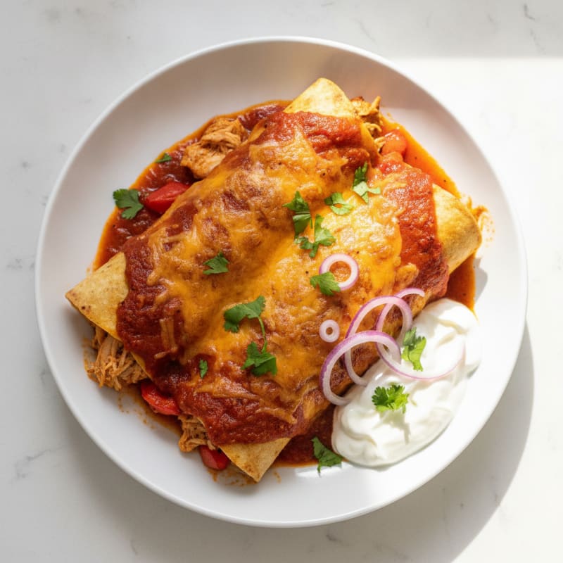 Chicken Enchiladas with Red Chili Sauce