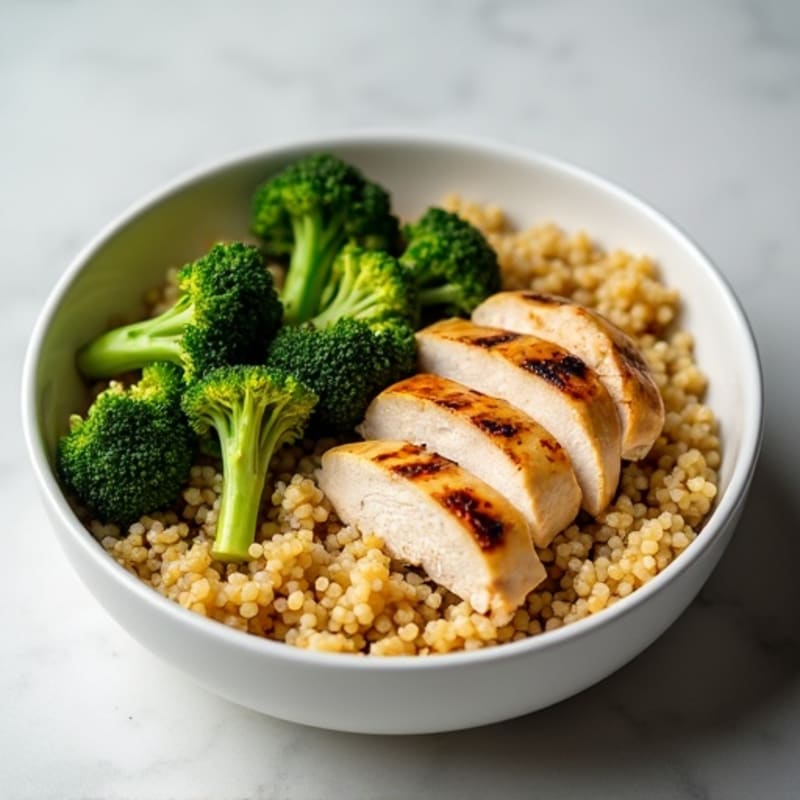 Grilled Chicken and Quinoa Bowl with Roasted Broccoli
