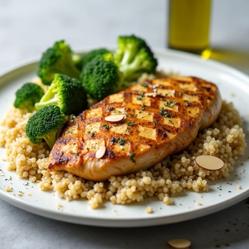 Grilled Chicken Breast with Quinoa and Steamed Broccoli