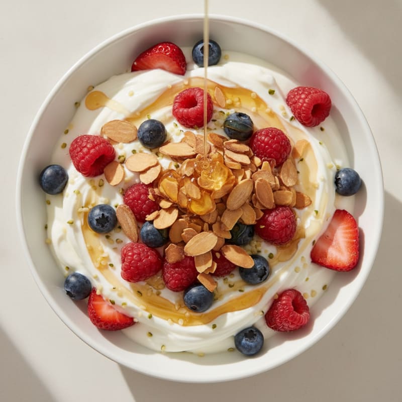 Creamy Greek Yogurt Bowl with Mixed Berries and Almonds