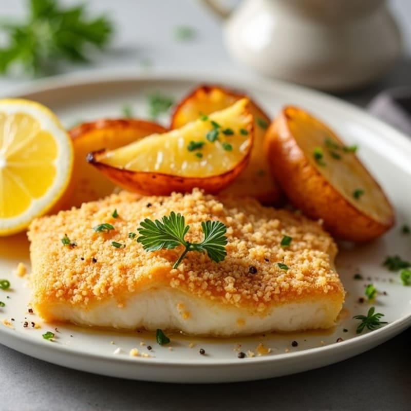 Crispy Baked Cod with Roasted Potato Wedges