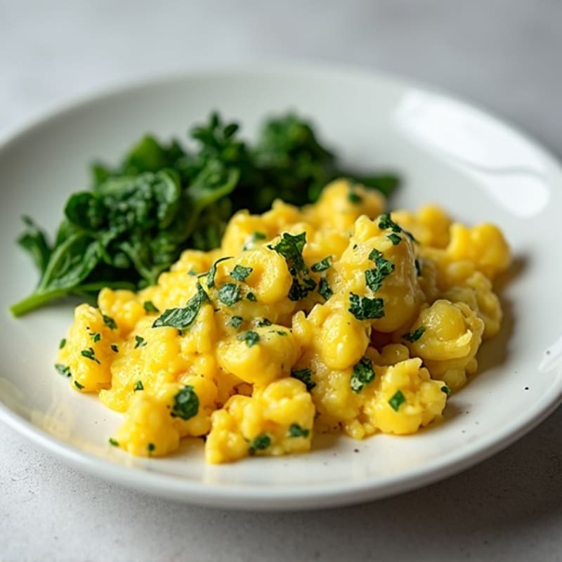 Fluffy Scrambled Eggs with Fresh Spinach