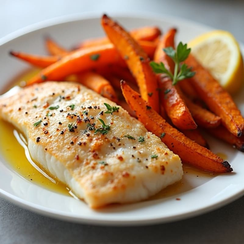 Crispy Baked White Fish with Roasted Sweet Potato Fries