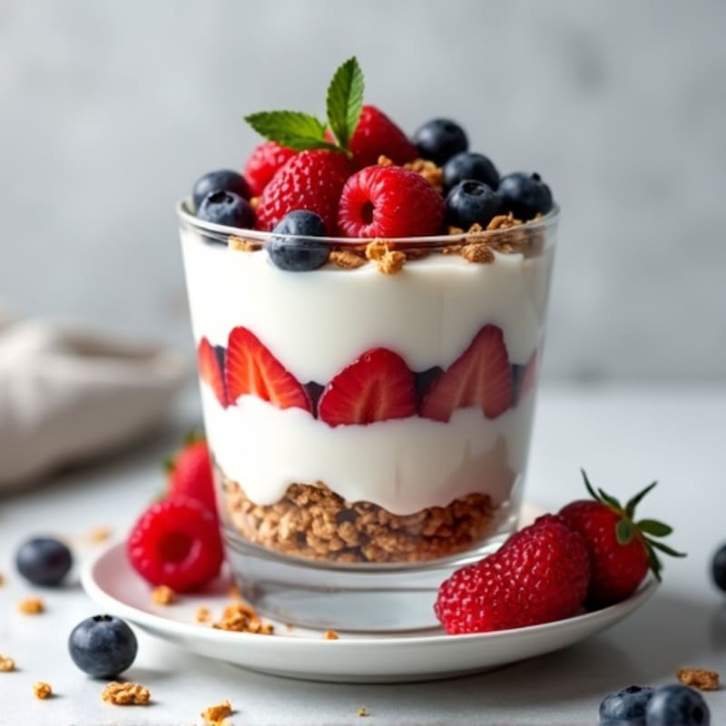 Greek Yogurt Parfait with Mixed Berries and Almond Butter