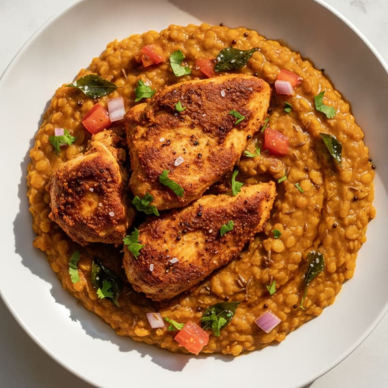 Andhra Spiced Chicken with Lentil Dal