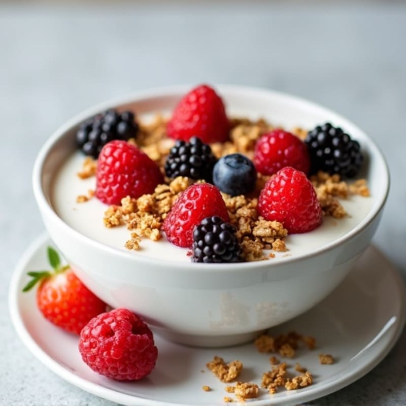 Creamy Protein Yogurt with Fresh Berries and Crunchy Granola
