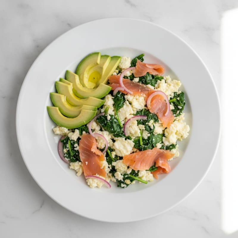 Smoked Salmon Egg White Scramble with Spinach
