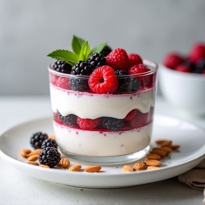 Greek Yogurt Protein Parfait with Mixed Berries and Almonds