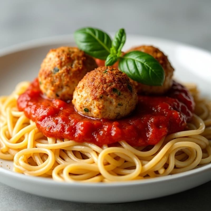 Lean Meatballs with Whole Wheat Spaghetti and Fresh Tomato Sauce