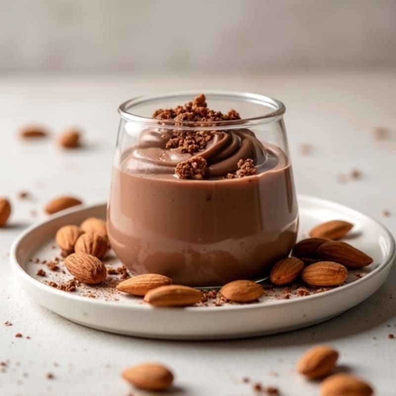 Silky Chocolate Protein Pudding with Almonds