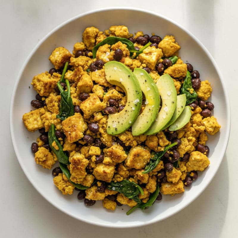 Savory Tofu and Black Bean Scramble