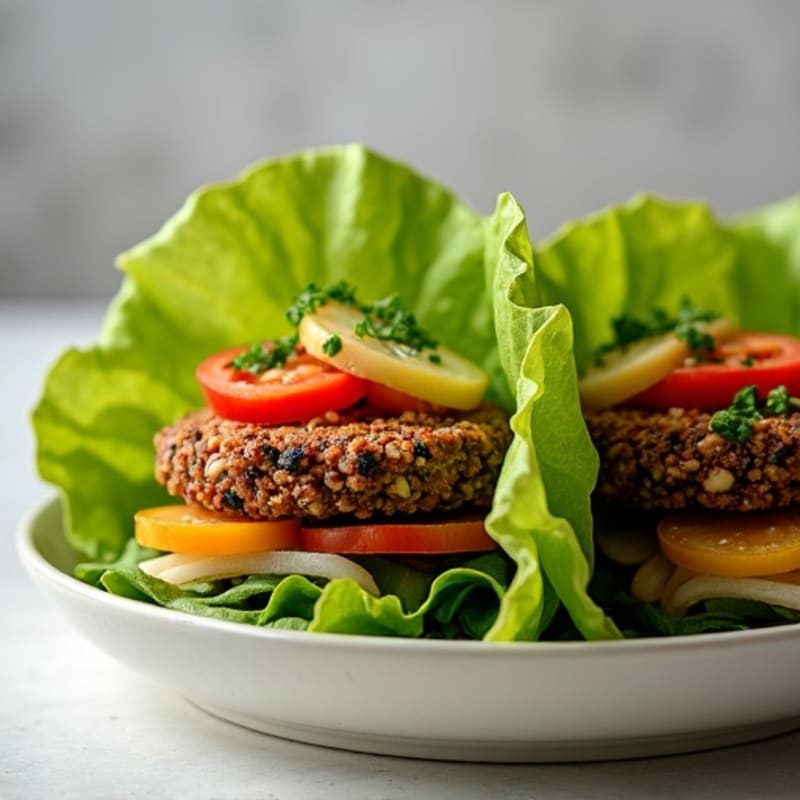 Crispy Black Bean Veggie Burger Lettuce Wraps