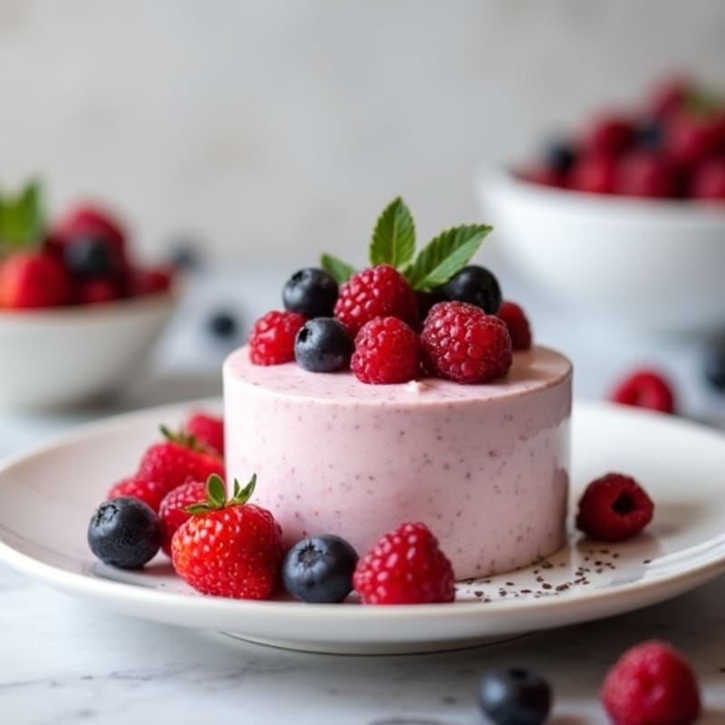 Greek Yogurt Protein Mousse with Mixed Berries