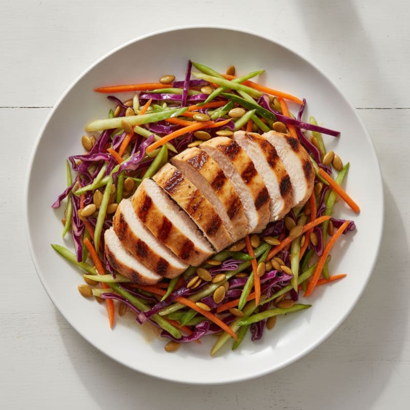 Grilled Chicken Breast with Crunchy Cabbage Slaw