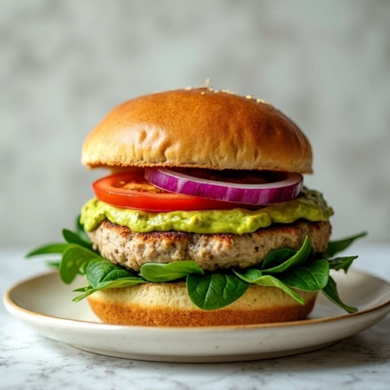 Lean Turkey Spinach Burger with Avocado Spread