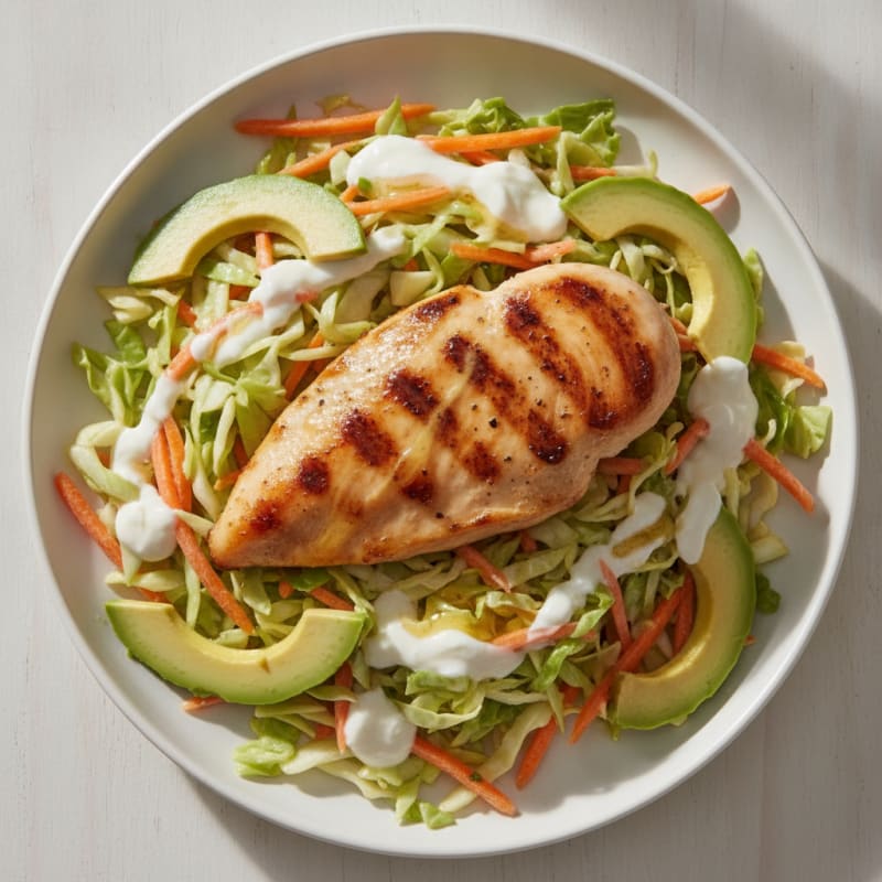 Grilled Chicken Breast with Crunchy Cabbage Slaw
