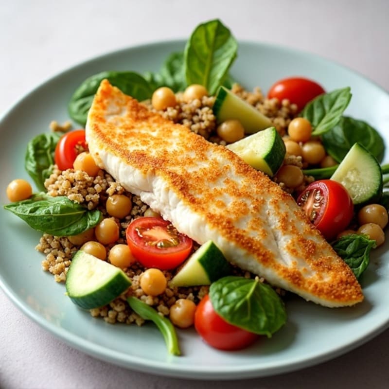 Crispy Chickpea and Quinoa Power Salad with Lemon-Tahini Dressing
