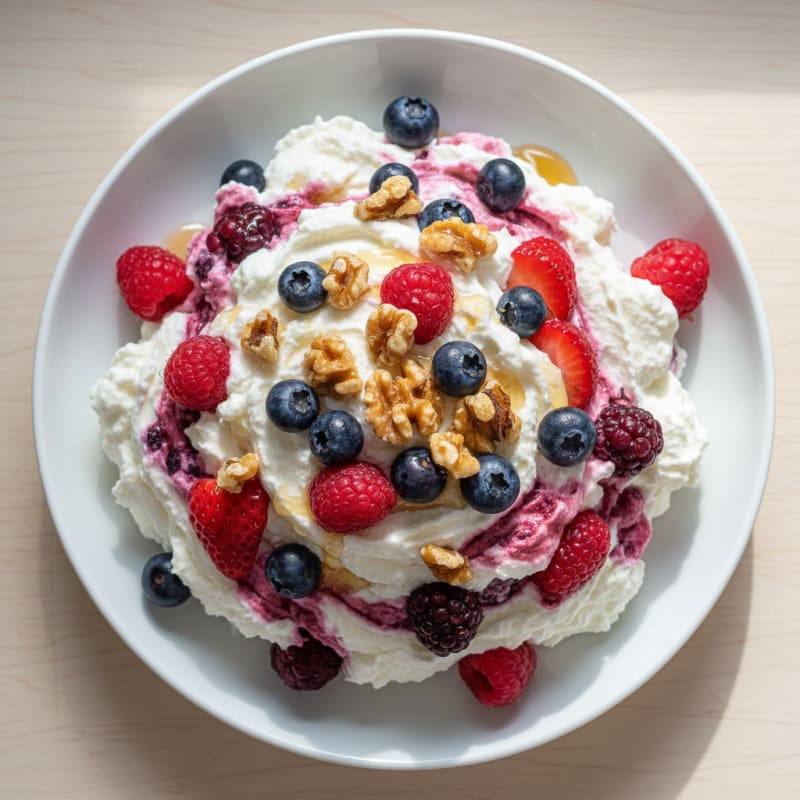Greek Yogurt Protein Mousse with Mixed Berries