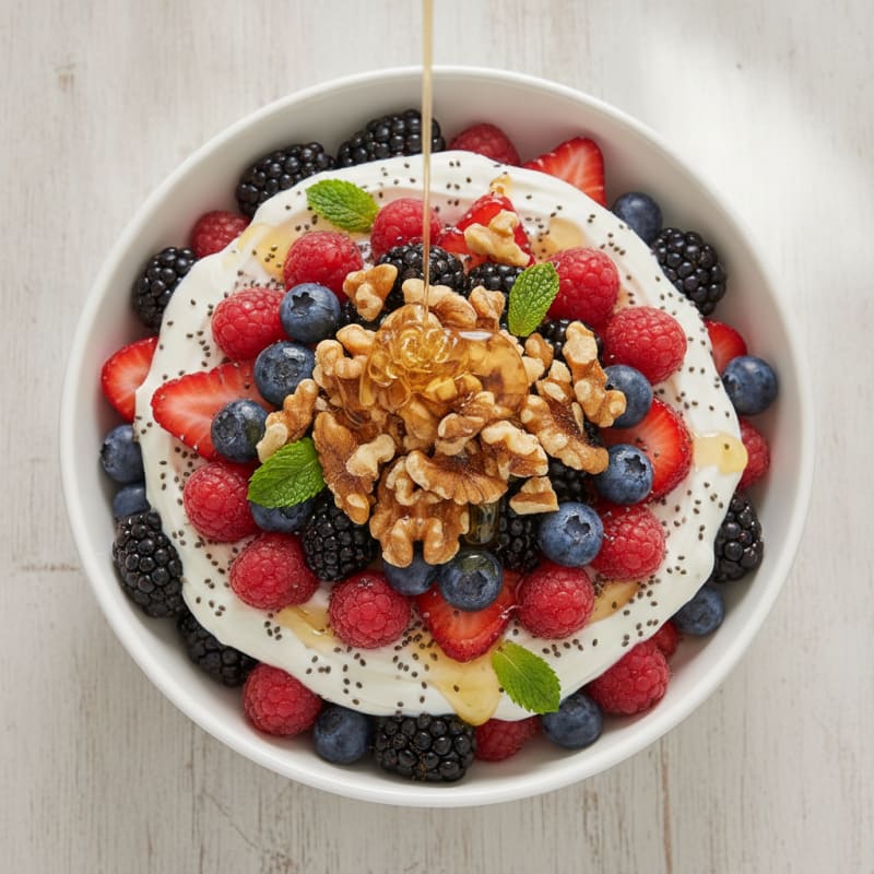 Creamy Greek Yogurt Parfait with Mixed Berries and Chia Seeds
