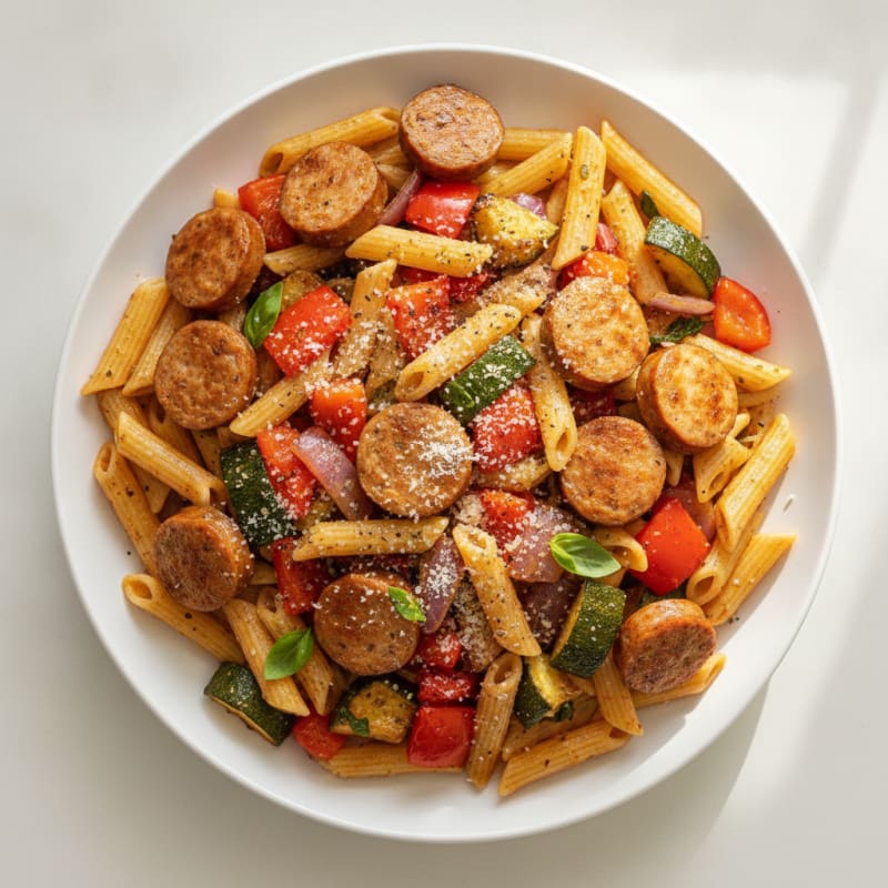 Chicken Sausage Pasta with Roasted Vegetables