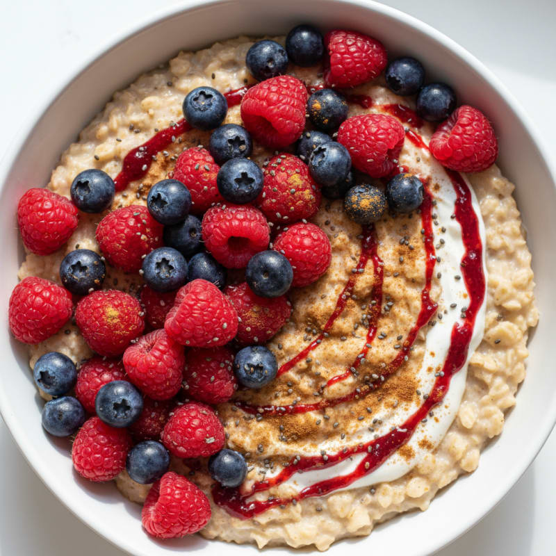 Creamy Vanilla Protein Oats with Berries