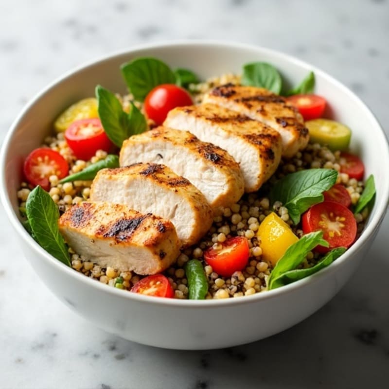 Grilled Chicken and Quinoa Salad with Crunchy Vegetables