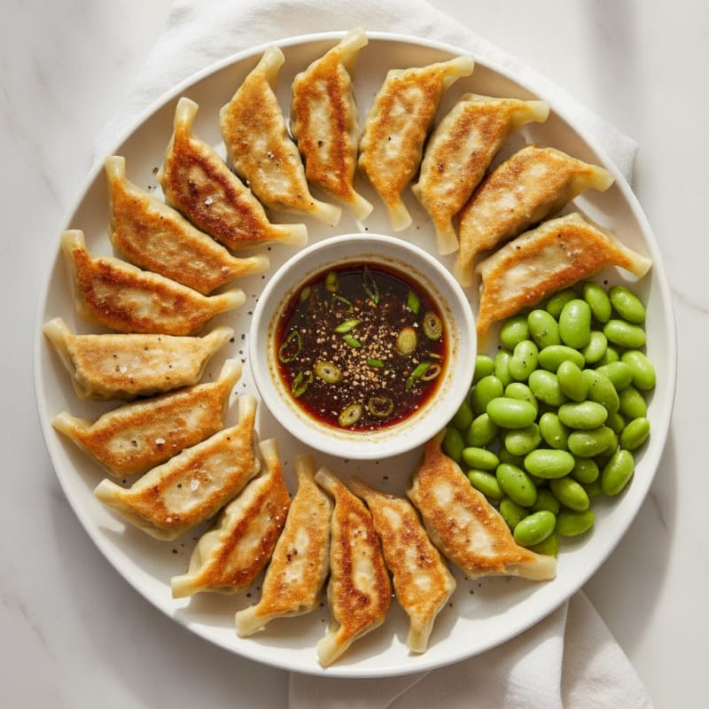Pan-Seared Chicken Wontons with Dipping Sauce