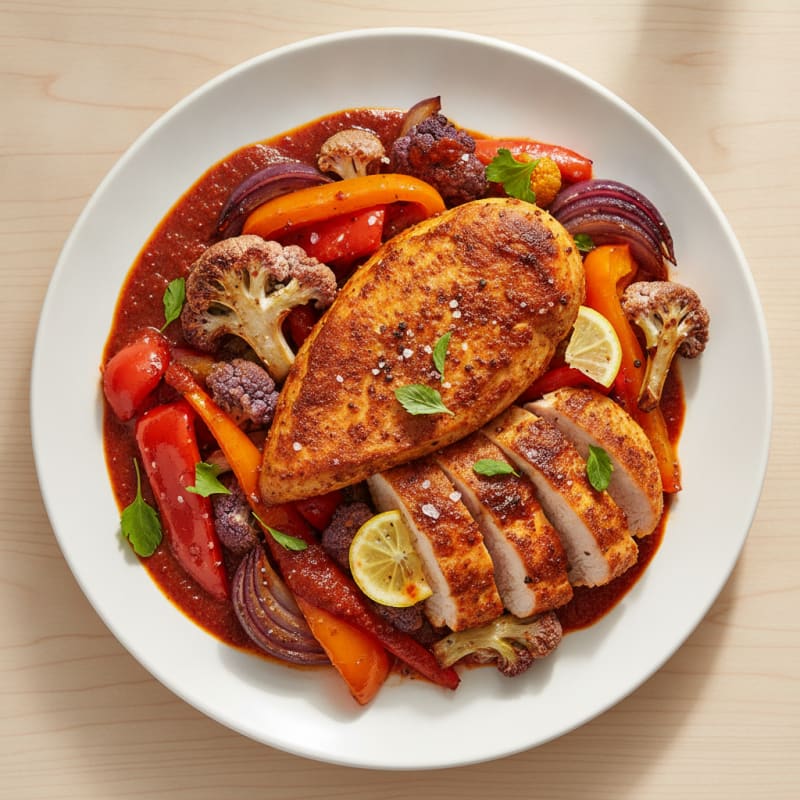 Spicy Harissa Chicken with Roasted Vegetables